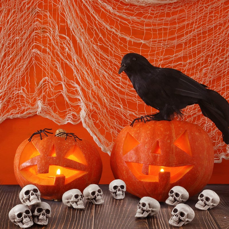 Boao 10 Pieces Halloween Skeleton Head Small Mini Skulls for Halloween Party Decoration Props, Table Decor - Image 4