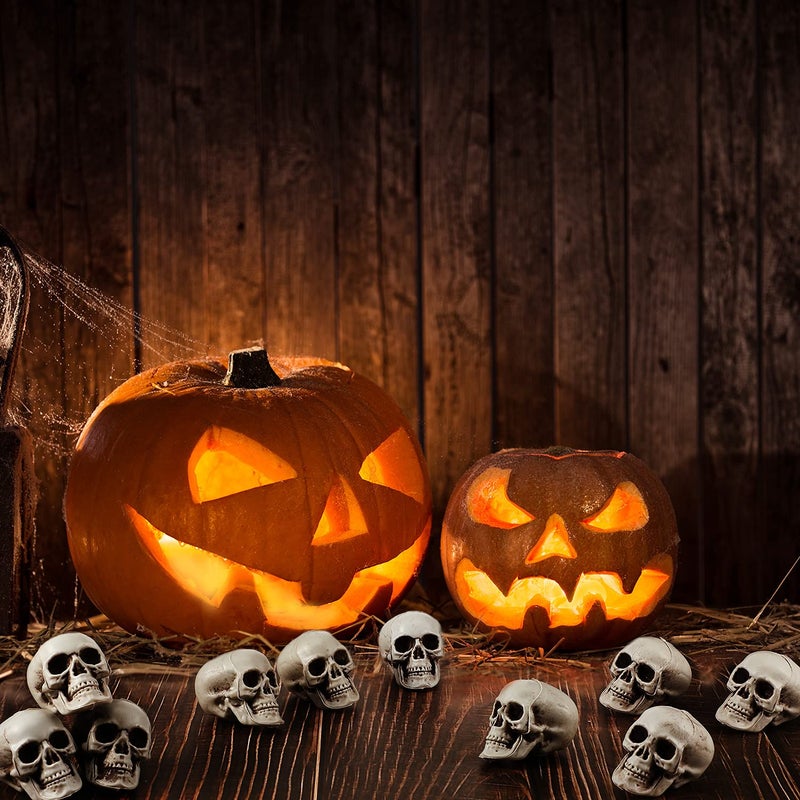 Boao 10 Pieces Halloween Skeleton Head Small Mini Skulls for Halloween Party Decoration Props, Table Decor - Image 2