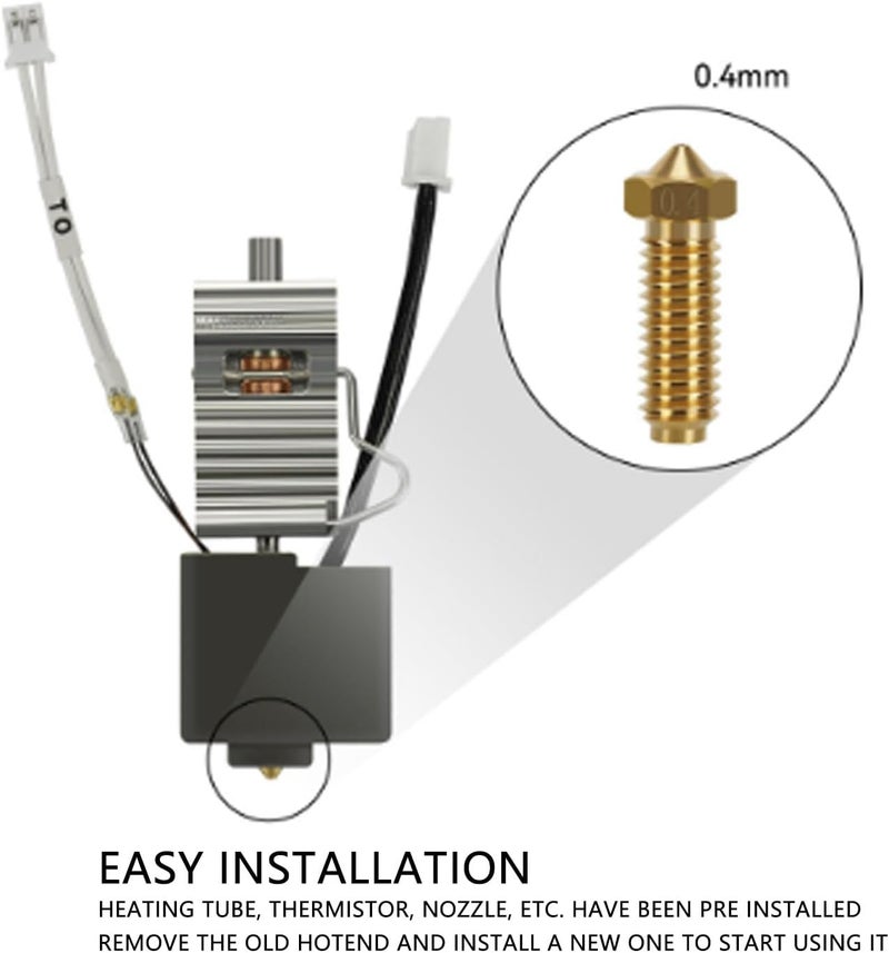 Wisoqu Hotend for 3, Brass Ti Alloy Extruder Print Head Kit, All Metal, Upgraded Throat Structure, Easy Installation, High Speed Printing, for 3 3D Printer - Image 4