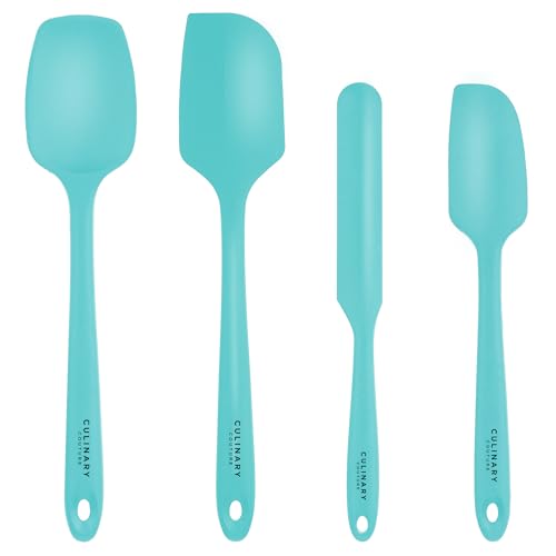 Culinary Couture 4-Piece Aqua Baking Spatula Set - Holiday Baking Essentials, Rubber Spatulas Silicone Heat Resistant, BPA-Free - Spatula Set for Nonstick Cookware - Silicone Baking Utensils - Image 1
