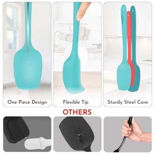 Culinary Couture 4-Piece Aqua Baking Spatula Set - Holiday Baking Essentials, Rubber Spatulas Silicone Heat Resistant, BPA-Free - Spatula Set for Nonstick Cookware - Silicone Baking Utensils - Image 3