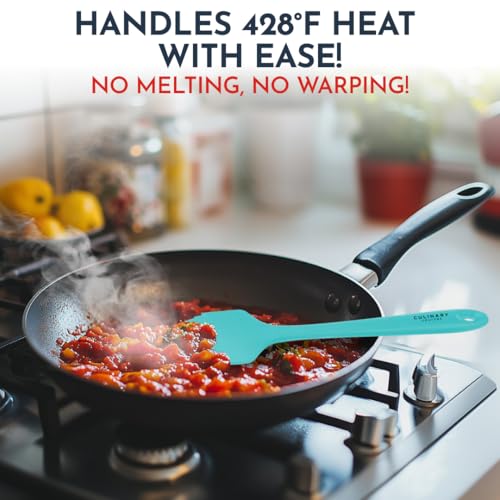 Culinary Couture 4-Piece Aqua Baking Spatula Set - Holiday Baking Essentials, Rubber Spatulas Silicone Heat Resistant, BPA-Free - Spatula Set for Nonstick Cookware - Silicone Baking Utensils - Image 4