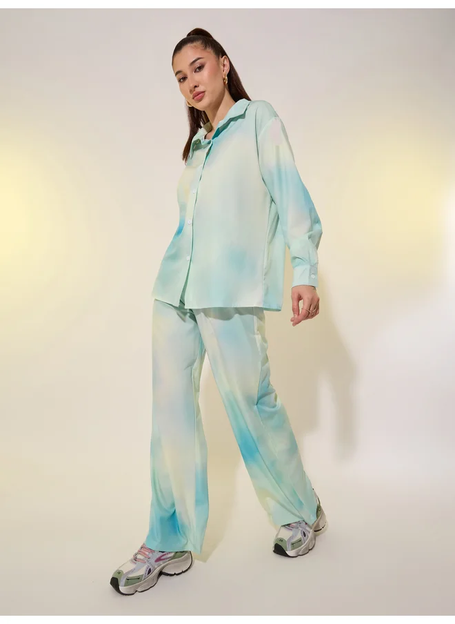Take Two Take Two Dye Print Long Sleeve Shirt and Pants Co-Ords