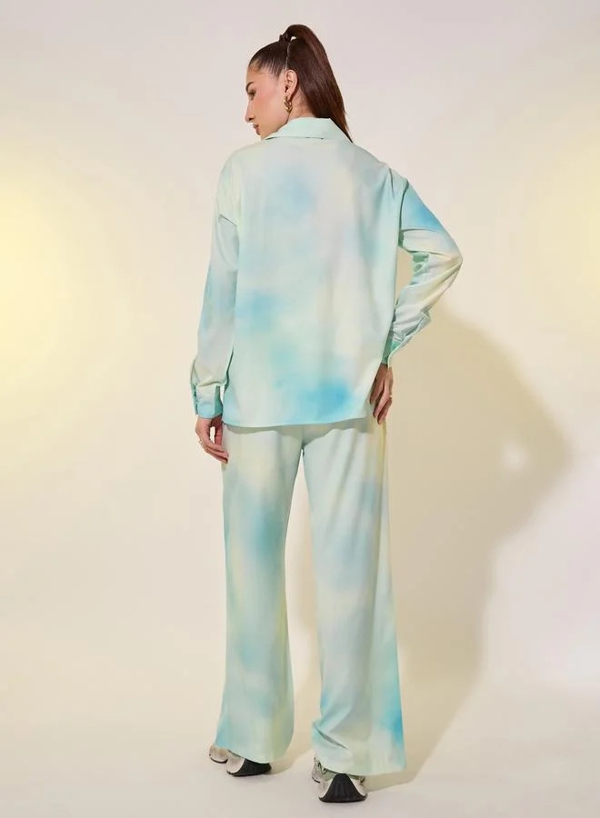 Take Two Take Two Dye Print Long Sleeve Shirt and Pants Co-Ords