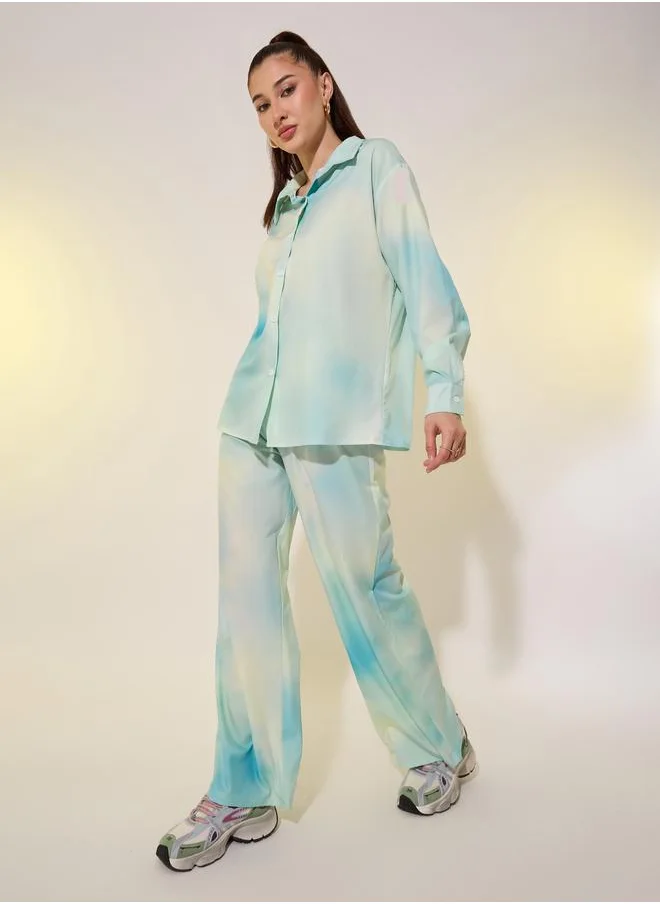 تايك تو Take Two Dye Print Long Sleeve Shirt and Pants Co-Ords