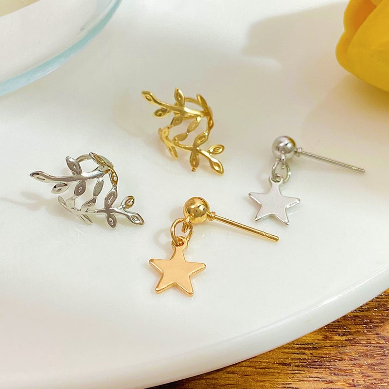 ofeankri Cross-Border New Fashionable Personalized Round Ear Clip Earrings for Women with Star and Chain Design - Image 4