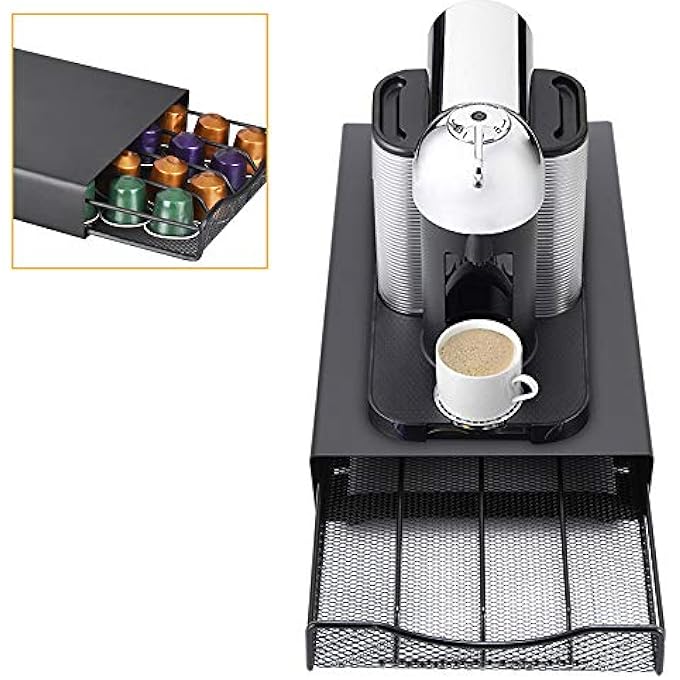 ريحني حامل كبسولات القهوة، رف درج، تخزين كبسولات، سعة كبيرة يمكن أن تلبي الاحتياجات، كثير من الناس ينظمون 25 قطعة سوداء بشكل أنيق للمكاتب المنزلية - Image 5