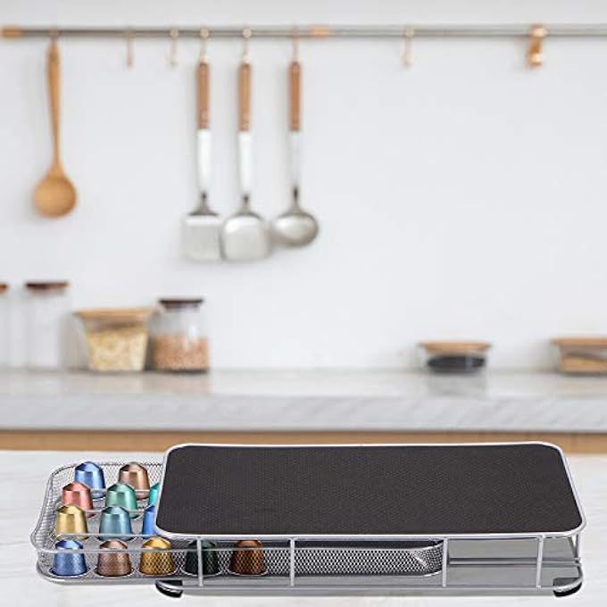 ريحني حامل كبسولات القهوة، رف درج، تخزين كبسولات، سعة كبيرة يمكن أن تلبي الاحتياجات، كثير من الناس ينظمون 25 قطعة سوداء بشكل أنيق للمكاتب المنزلية - Image 4