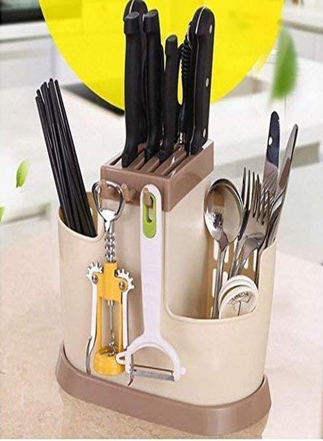 LOXBEE Plastic Self Organizer Spoon Spatula Chopsticks Plastic Brush Holder Kitchen Draining Rack Storage Holder Stand [ Multi Color ] - Image 2