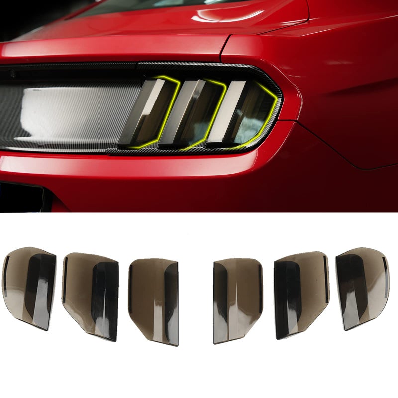 LitMiRaCle Smoke Black Tail Light Lamp Cover Tail Light Lamp Cover Guard Trim Frame Bezels External Accessories Applicable to Ford Mustang 2015 2016 2017