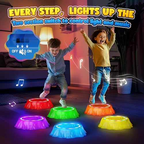 Flooyes Stepping Stones for Kids 5PCS Light Up Music NonSlip Stepping Stones Sensory Toys for Toddler Balance Coordination Skills Indoor Outdoor Toys for Toddlers Ages 35 - Image 5