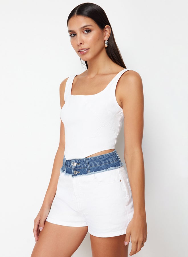 trendyol Ecru Denim Blouse  - Image 2