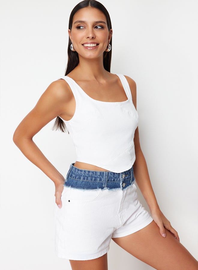 trendyol Ecru Denim Blouse  - Image 3