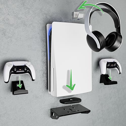 ADZ PS5 Wall Mount Kit with Controller Holders Compatible with Slim Disc and Digital Versions - Image 3