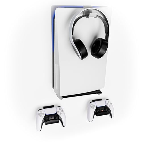 ADZ PS5 Wall Mount Kit with Controller Holders Compatible with Slim Disc and Digital Versions - Image 1