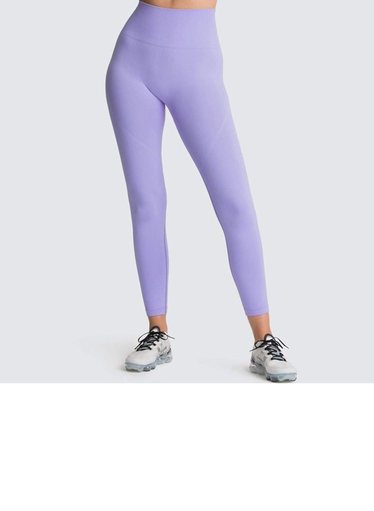 Loquat Fitness Back Bra Solid Color Sports Set Purple - Image 3