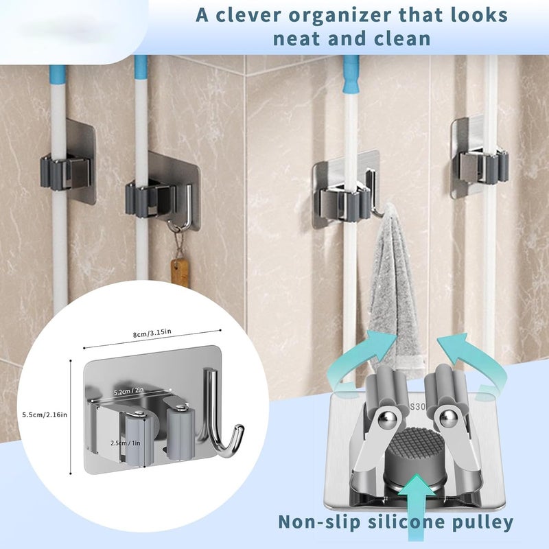 12 PCS Mop Broom Holder Wall Mount - Anti-Slip Tool Organizer - Image 2