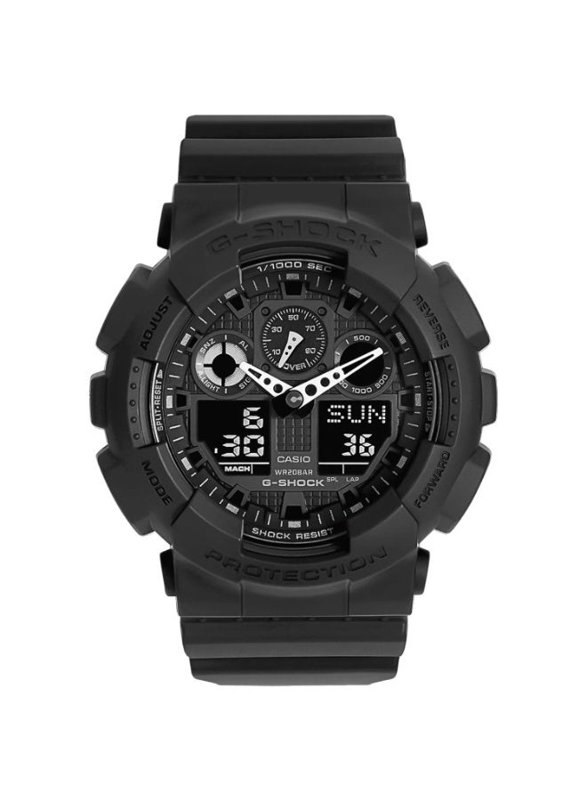 Casio G-Shock GA-100-1A1HDR, Analog-Digital Watch, All Black Resin Band and Case, Shock Resistant, 200M Water Resistance, LED Light, World Time, 1/1000 Stopwatch, Countdown Timer, 5 Alarms - Image 2