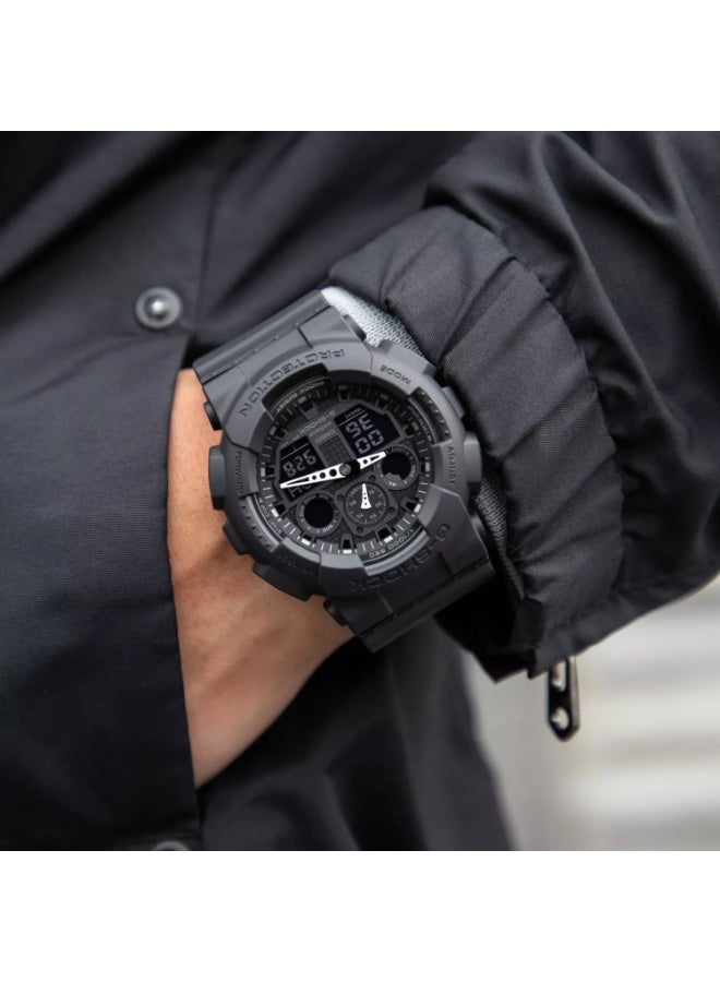 Casio G-Shock GA-100-1A1HDR, Analog-Digital Watch, All Black Resin Band and Case, Shock Resistant, 200M Water Resistance, LED Light, World Time, 1/1000 Stopwatch, Countdown Timer, 5 Alarms - Image 5