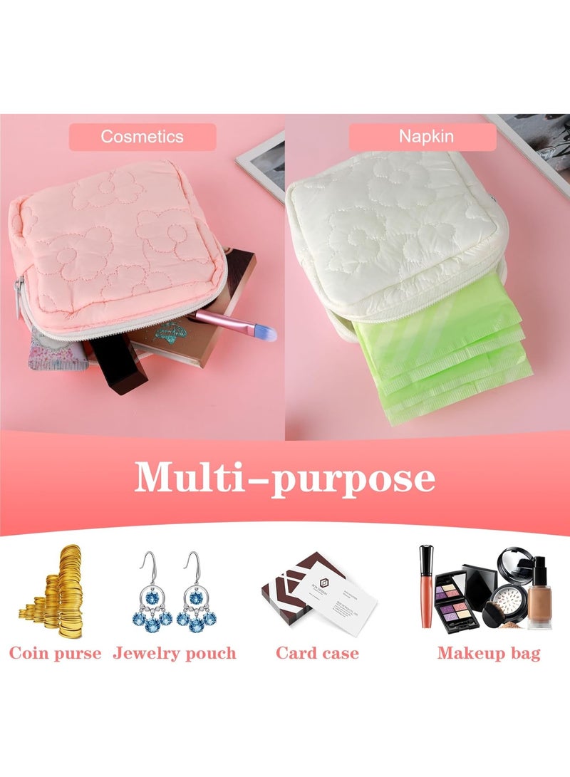 Generic (Unbranded) Embroidery Sanitary Napkin Storage Bag, Period Holder Bag Menstrual Pouches Tampon Holder, Menstruation First Period Bag(Pink & White) - Image 4