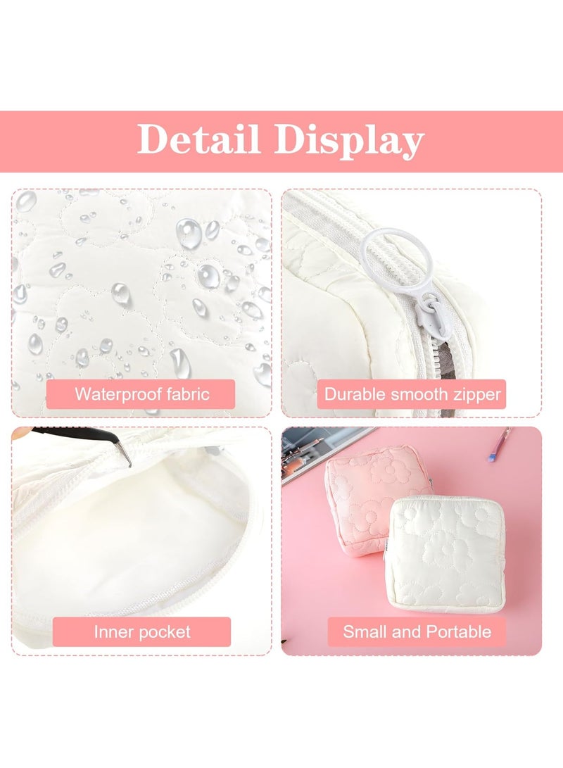 Generic (Unbranded) Embroidery Sanitary Napkin Storage Bag, Period Holder Bag Menstrual Pouches Tampon Holder, Menstruation First Period Bag(Pink & White) - Image 3
