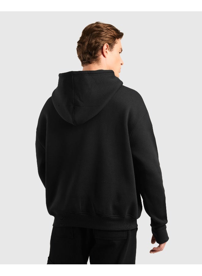 ماسلميند هودي رجالي بقصة واسعة وأكتاف منسدلة من الفليس مع فتحات للإبهام وجيب كنغر، مقاوم للتكتل مع احتفاظ بالشكل، لون يدوم طويلاً، قماش فائق النعومة وجيد التهوية، مع تقنية تنظيم درجة الحرارة - Image 2