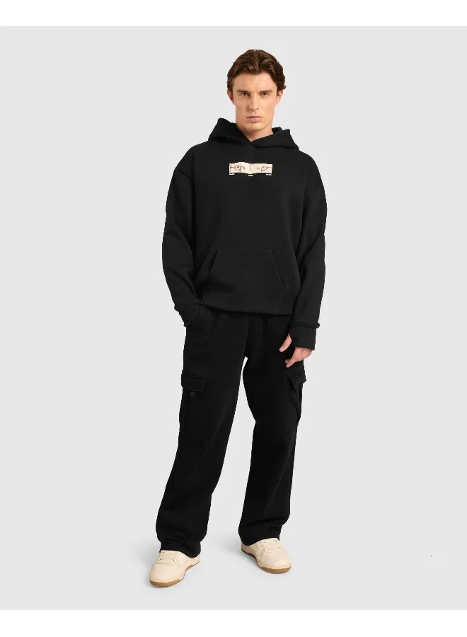 Musclemind black Men's Cloud Ease Oversized Drop Shoulder Fleece Hoodie for Men | Best Price UAE