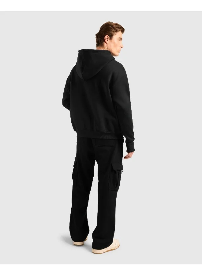 Musclemind black Men's Cloud Ease Oversized Drop Shoulder Fleece Hoodie for Men | Best Price UAE