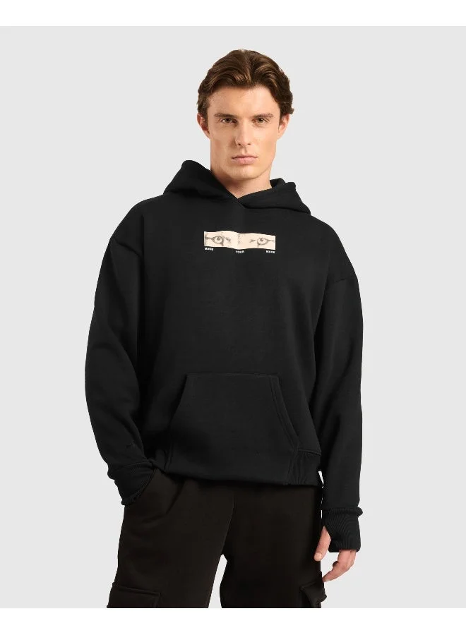 Musclemind Men's Cloud Ease Oversized Drop Shoulder Fleece Hoodie with Thumbholes, Kangaroo Pocket, Anti-Pill Shape Retention, Long-Lasting Colour, Super Soft And Breathable Fabric, Along with Temperature Regulation Tech