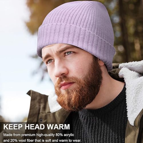 NORTHWIND Ribbed Winter Cap for Men and Women, Beanie Woolen Cap for Women, Winter Wear, Beanie Cap for Men, Woolen Cap for Man (Lilac) - Image 2