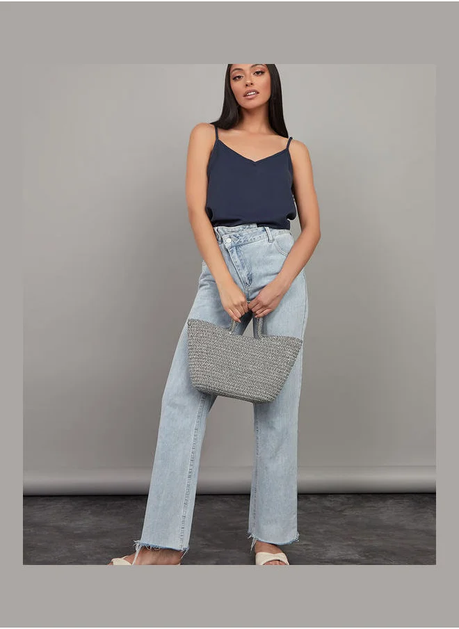 Styli Strappy V Neck Longline Cami Top