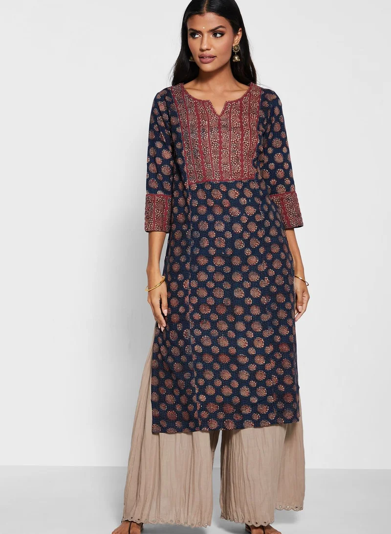 Fabindia Cotton Applique Long Kurta