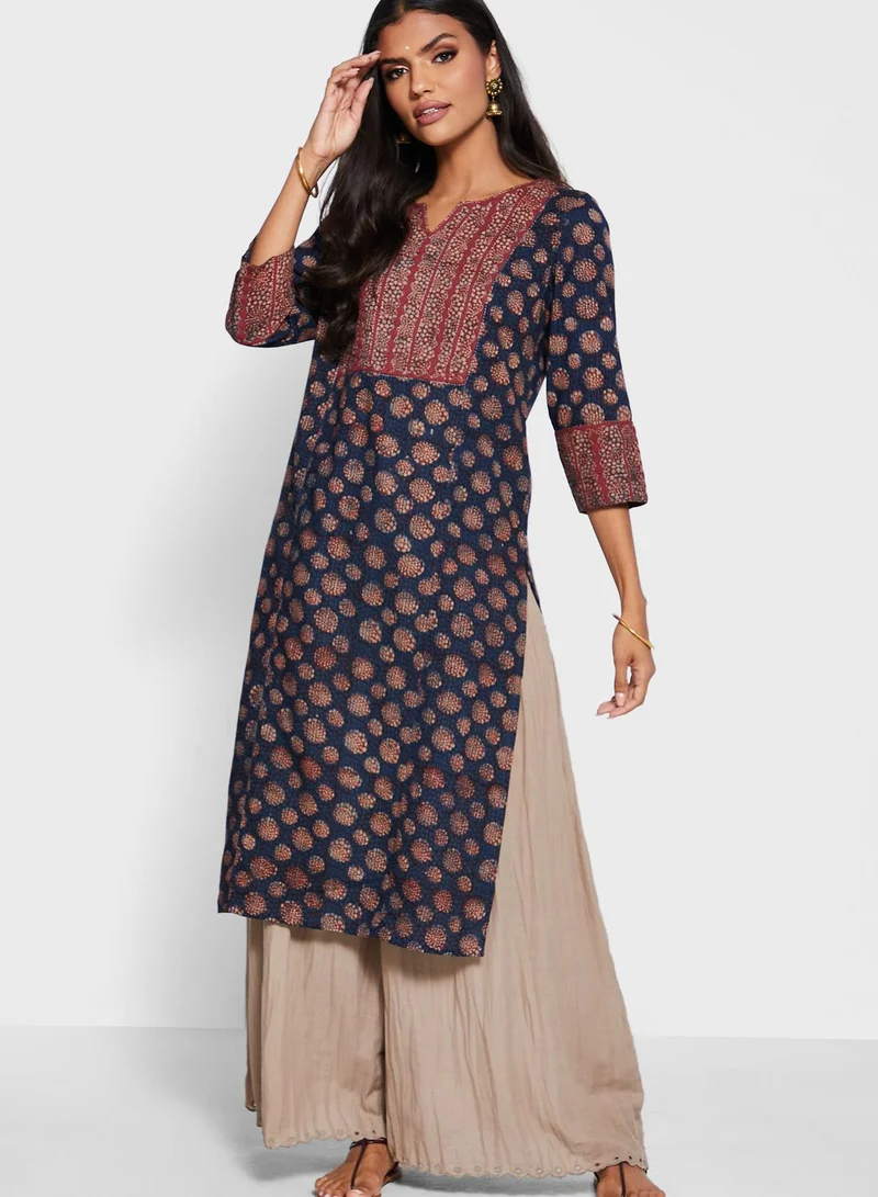 Fabindia Cotton Applique Long Kurta