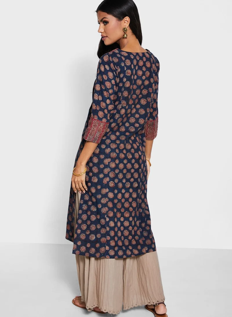 Fabindia Cotton Applique Long Kurta