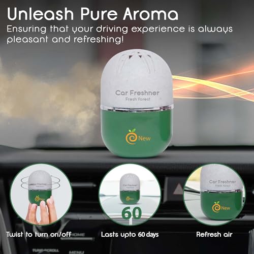 Enew RefreshDrive Twist-Activated Car Gel Air Freshener - Fresh Forest & Wish - Pack 2, Long-lasting Fragrance up to 30 Days, Auto Scent Diffuser with Easy On-Off, Odor Eliminator for Car Interior - Image 3