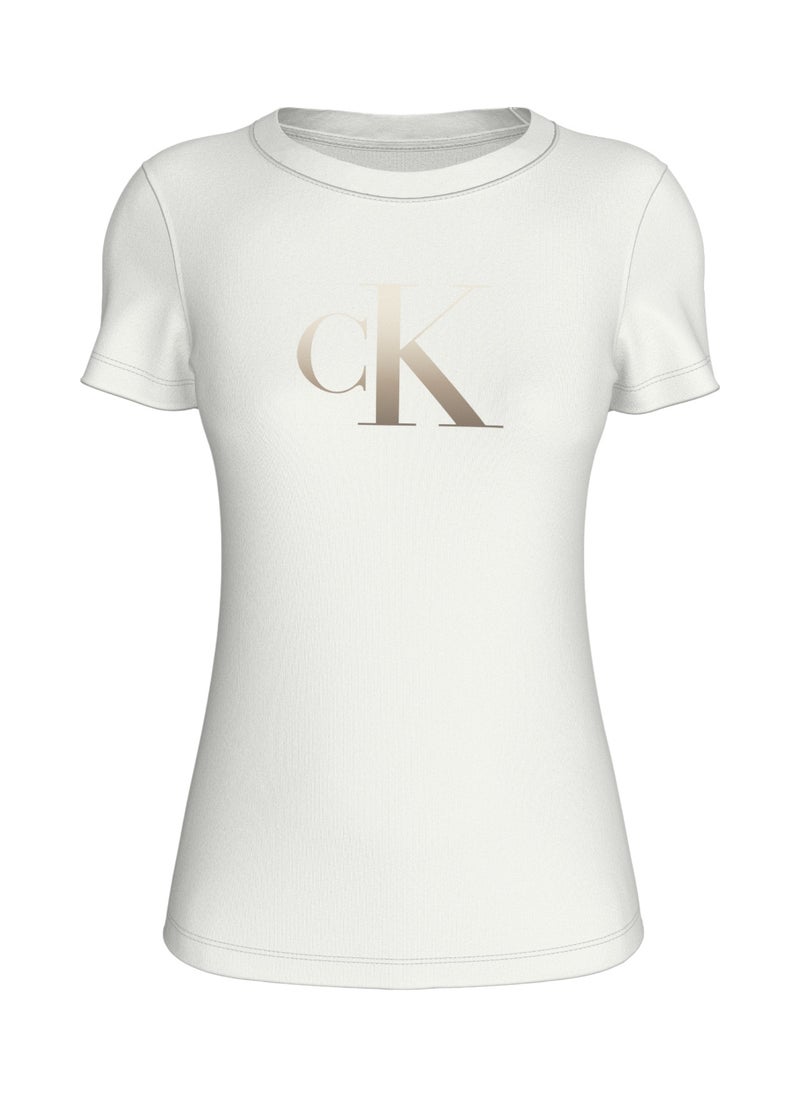 Calvin Klein Jeans Women's Slim Monogram T-Shirt - Cotton, White  - Image 1