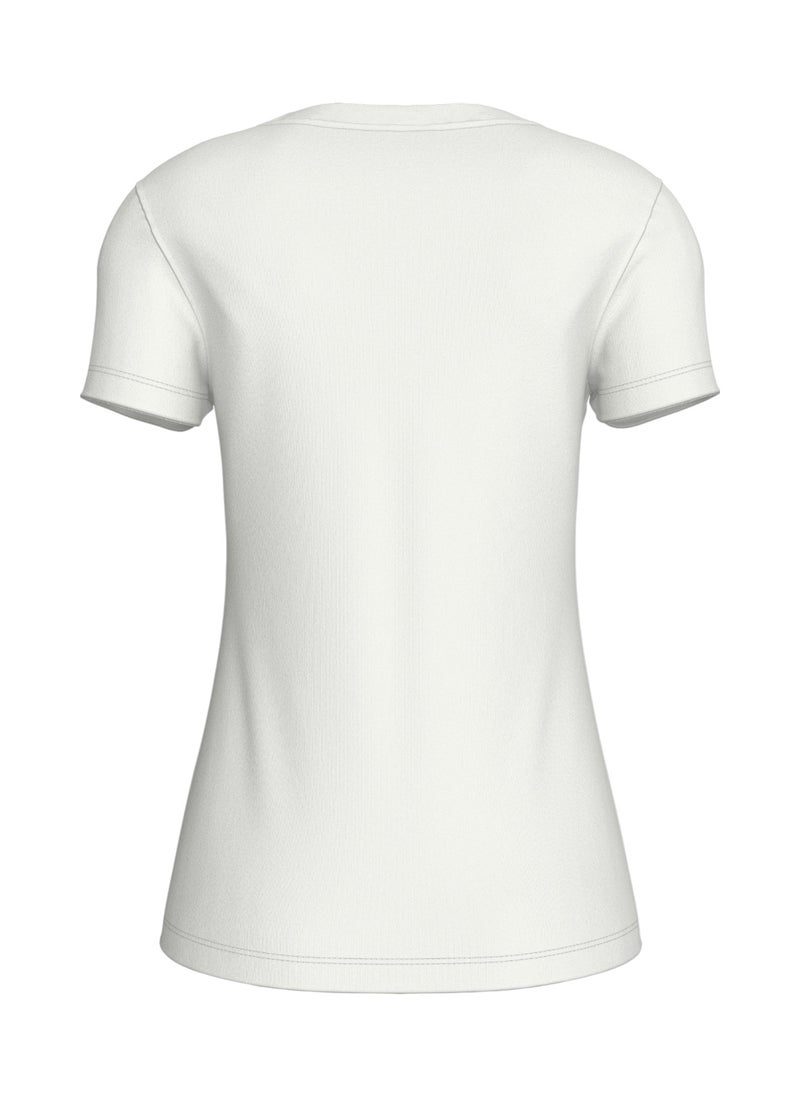 Calvin Klein Jeans Women's Slim Monogram T-Shirt - Cotton, White  - Image 2