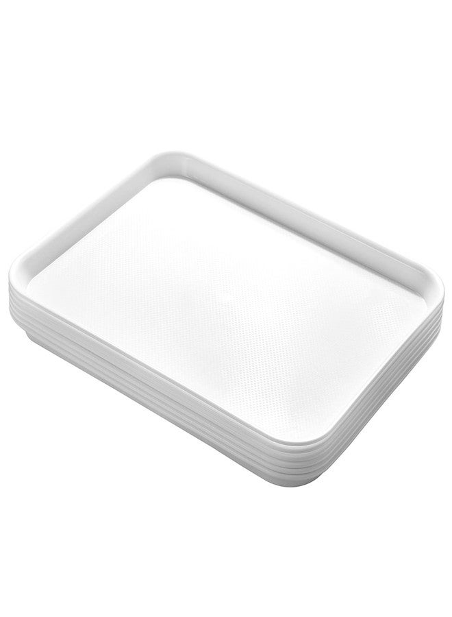 Aebeky Plastic Cafeteria Trays,Fast Food Serving Trays,13"X17",Set of 6(White) - Image 1
