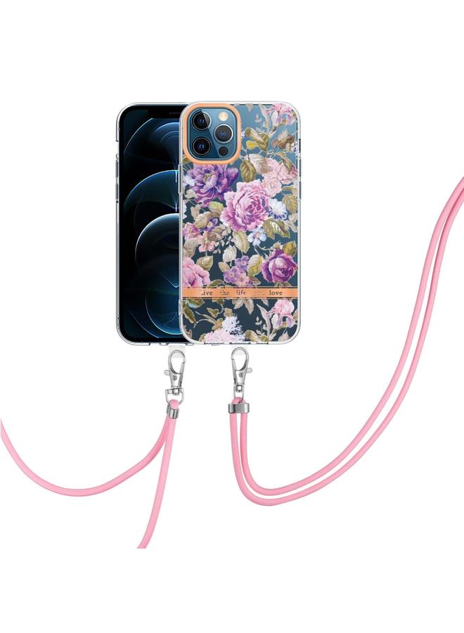 اس-توب جراب لهاتف iPhone 12 Pro Max من سلسلة الزهور TPU مع حبل - Image 1