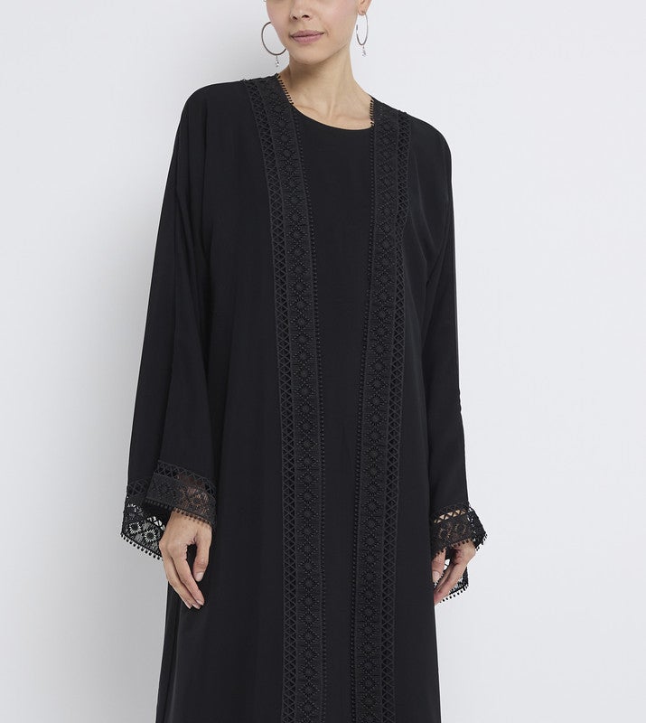 ROZA Elegant Lace Abaya with Inner - Image 3