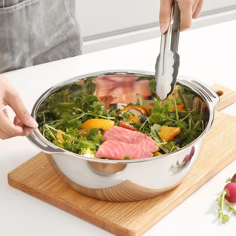 Micro Perforated Strainer 2mm Openings Fast Draining Stainless Steel Colander - Heavy-Duty 18/8 Food Grade Rust Resistant with Integrated Handle - 20% Thicker Construction for Pasta Vegetables Meal Pr - Image 5
