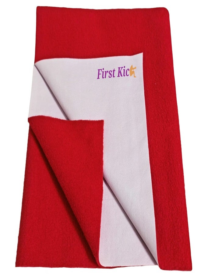 First Kick Instadry Anti-Piling Fleece Extra Absorbent Quick Dry Sheet for Baby, Baby Bed Protector, Waterproof Baby Sheet, Small Size 70x50cm, Pack of 1, Red - Image 1
