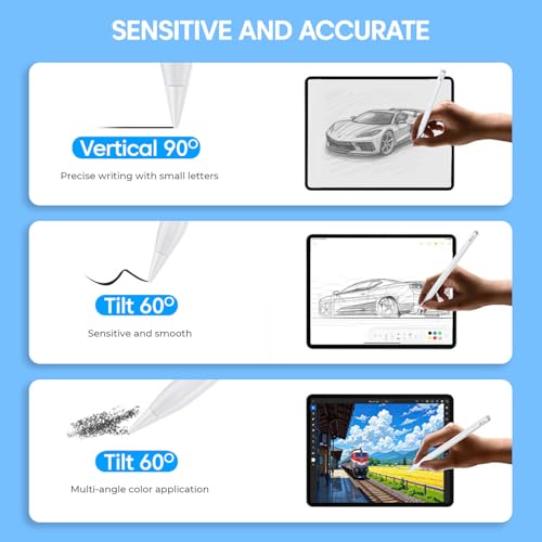 Sounce 6-Piece Apple Pencil Tips for Apple Pencil 2nd/1st Generation and Apple Pencil Pro/USB-C, Durable Highly Sensitive Precise POM Replacement Tip for iPad Pro/Mini/Air - Blue - Image 2