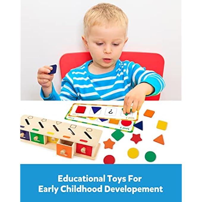 MONTESSORI TOYS WOODEN COLOR SHAPE SORTING BOX GAME GEOMETRIC MATCHING BLOCKS EARLY LEARNING EDUCATIONAL TOY 3 4 5 YEAR-OLD BABY TODDLERS - Image 4
