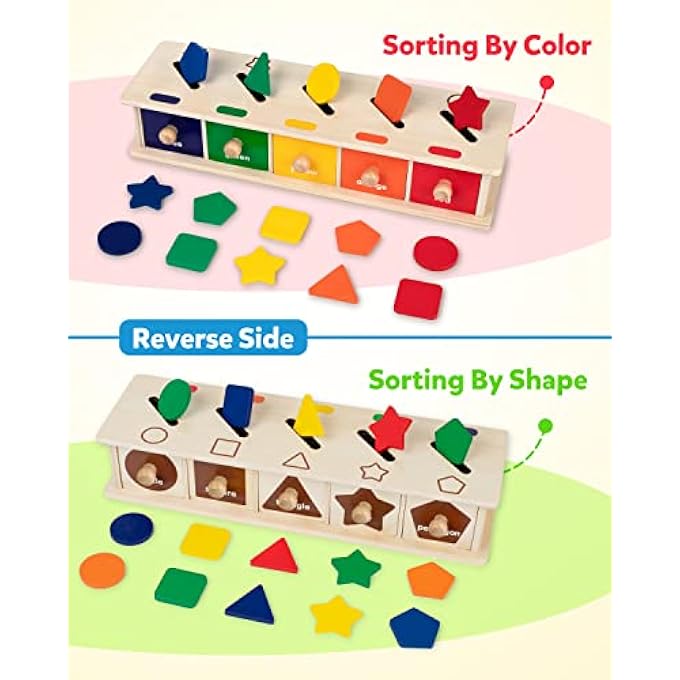 MONTESSORI TOYS WOODEN COLOR SHAPE SORTING BOX GAME GEOMETRIC MATCHING BLOCKS EARLY LEARNING EDUCATIONAL TOY 3 4 5 YEAR-OLD BABY TODDLERS - Image 2