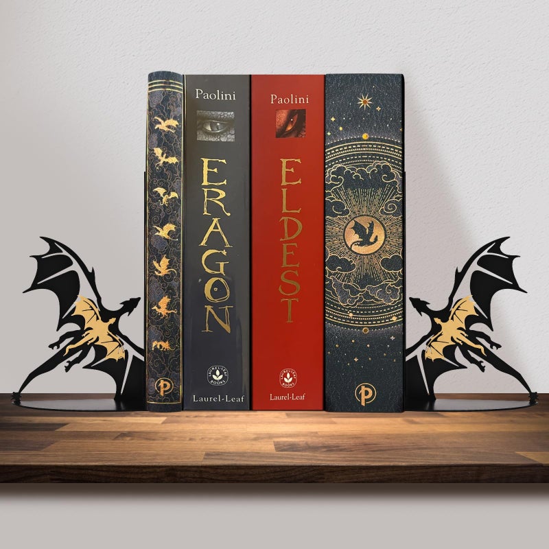 Nichake Metal Dragon Bookends Stoppers Holder Stand for Desk Shelf Cool Dragon Bookends Decorative, Fantasy Dragon Bookends for Bookshelf Decor Dragon Lovers - Image 5