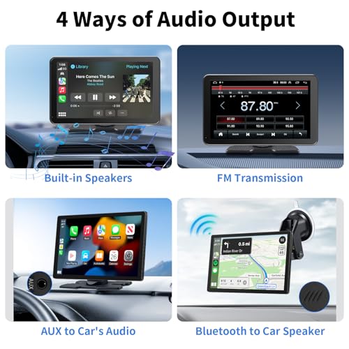 GTVFS CarPlay Screen for Car, 9'' Wireless CarPlay & Android Auto - Smart Portable Touchscreen with Bluetooth/FM, Mirror Link, Voice Control, GPS Navigation, Hands-Free Calling, Plug & Play Car Play Screen - Image 5
