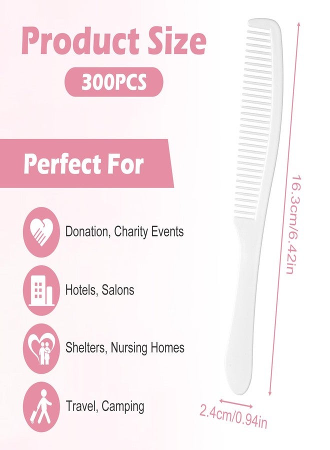 xozeooeu 300 Pcs Disposable Combs in Bulk - Individually Wrapped Plastic Unbreakable Long Handle Hair Combs for Travel, Hotel, Homeless Shelter, Nursing Home, Charity (White) - Image 2