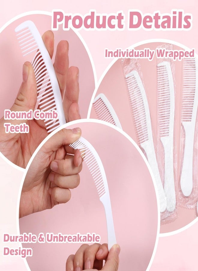 xozeooeu 300 Pcs Disposable Combs in Bulk - Individually Wrapped Plastic Unbreakable Long Handle Hair Combs for Travel, Hotel, Homeless Shelter, Nursing Home, Charity (White) - Image 3
