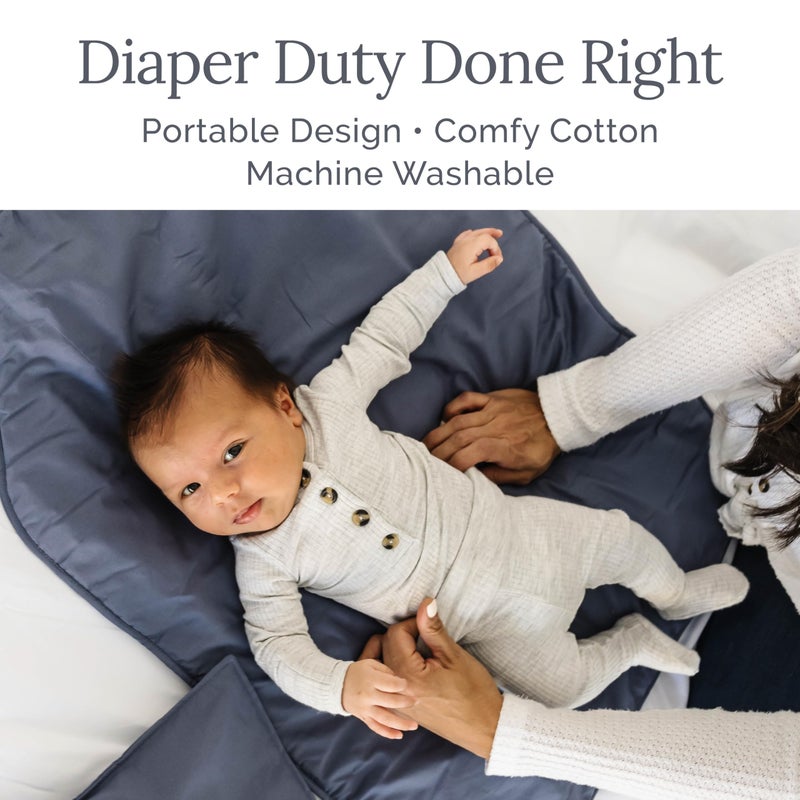 Natemia Baby Portable Diaper Changing Pad - Oeko-TEX Percale Cotton - Reusable Changing Pad for Baby - Flexible and Foldable for Travel - Machine Washable - Baby Essentials - Image 2